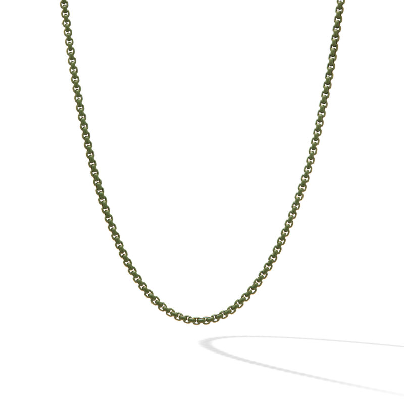 David Yurman Box Chain Necklace in Green with Stainless Steel and Sterling Silver, 18"