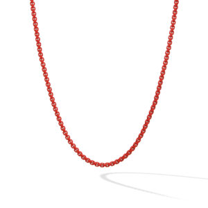 David Yurman Box Chain Necklace in Red with Stainless Steel and Sterling Silver, 20″ DY Bailey's Fine Jewelry