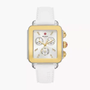 Michele Deco Sport Gold-Tone White Silicone Watch Watches Bailey's Fine Jewelry