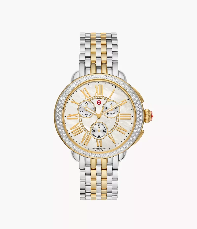 Michele Serein Two-Tone 18K Gold-Plated Diamond Watch