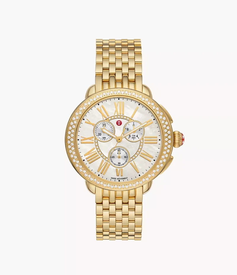 Michele Serein 18K Gold-Plated Diamond Watch