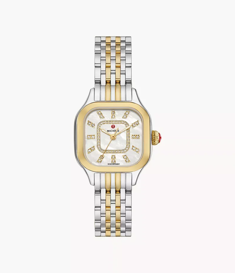 Michele Meggie Two-Tone 18K Gold-Plated Diamond Dial Watch