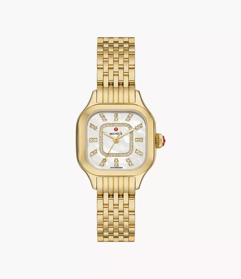 Michele Meggie 18K Gold-Plated Diamond Dial Watch