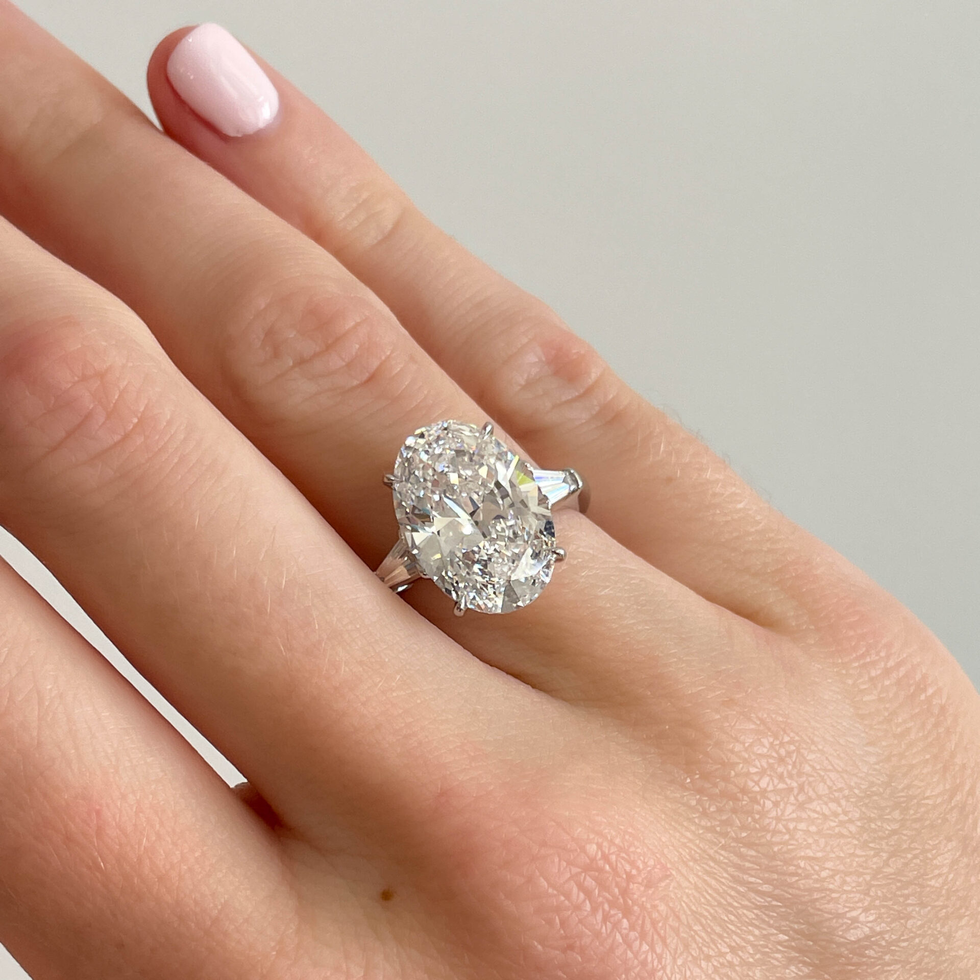 Threestone oval diamond engagement ring.