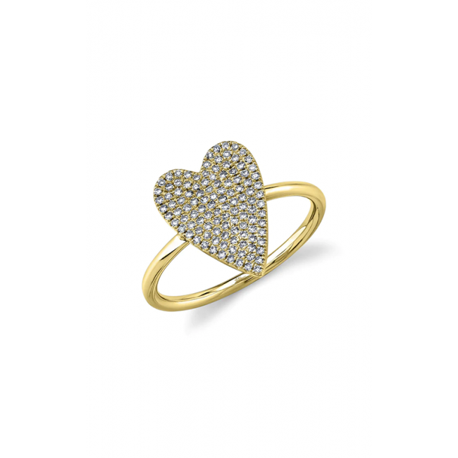 14KT Gold Pave Diamond Heart Ring