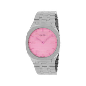 Gucci 25H Pink Glass Stainless Steel Watch 38MM
