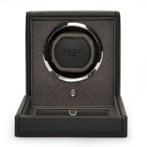 Wolf Cub Black Single Watch Winder With Cover