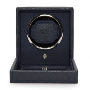 Wolf Cub Navy Single Watch Winder With Cover