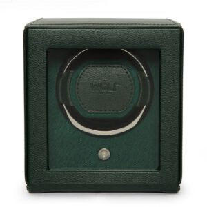 Wolf Cub Green Single Watch Winder With Cover Giftware Bailey's Fine Jewelry
