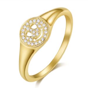 Bailey's Goldmark Collection Pave Diamond Smiley Face Signet Ring