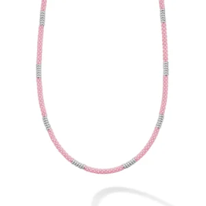 Lagos Pink Caviar Silver Station Ceramic Beaded Necklace Collar Necklace Bailey's Fine Jewelry
