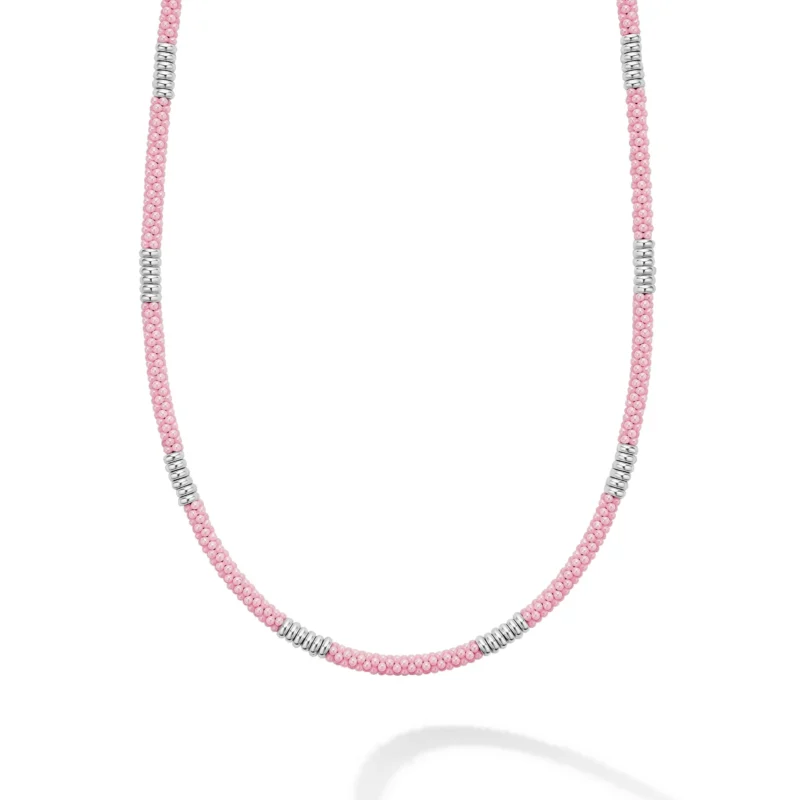 Lagos Pink Caviar Silver Station Ceramic Beaded Necklace – Bailey's ...