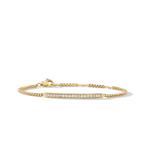 David Yurman Petite Pavé Bar Bracelet in 18K Yellow Gold with Diamonds, 1.7mm DY Bailey's Fine Jewelry