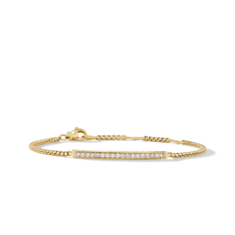 David Yurman Petite Pavé Bar Bracelet in 18K Yellow Gold with Diamonds, 1.7mm