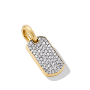 David Yurman Chevron Tag in 18K Yellow Gold with Diamonds, 21mm DY Bailey's Fine Jewelry