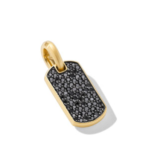 David Yurman Chevron Tag in 18K Yellow Gold with Black Diamonds, 21mm DY Bailey's Fine Jewelry