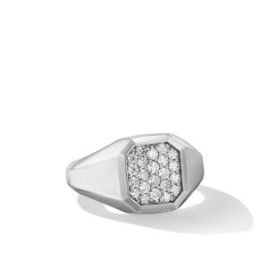 David Yurman Streamline Signet Ring in Sterling Silver with Diamonds, 14mm DY Bailey's Fine Jewelry