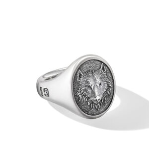 David Yurman Petrvs Wolf Signet Ring in Sterling Silver, 21.5mm DY Bailey's Fine Jewelry
