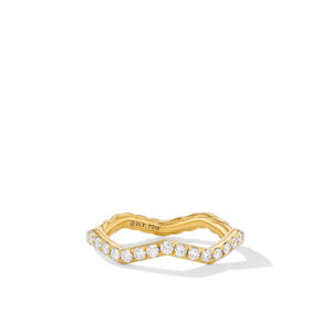 David Yurman Zig Zag Stax Ring in 18K Yellow Gold with Diamonds, 2mm DY Bailey's Fine Jewelry