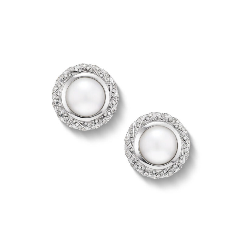David Yurman Pearl Classics Cable Halo Button Earrings in Sterling ...