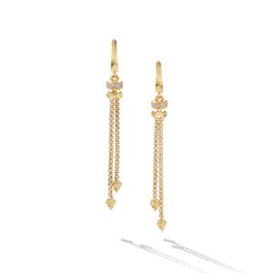 David Yurman Zig Zag Stax Chain Drop Earrings in 18K Yellow Gold with Diamonds, 66mm DY Bailey's Fine Jewelry