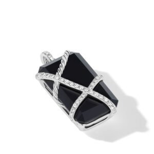 David Yurman Cable Wrap Amulet in Sterling Silver with Black Onyx and Diamonds, 45mm DY Bailey's Fine Jewelry