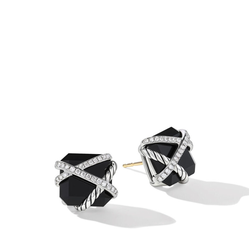 David Yurman Cable Wrap Stud Earrings in Sterling Silver with Black ...