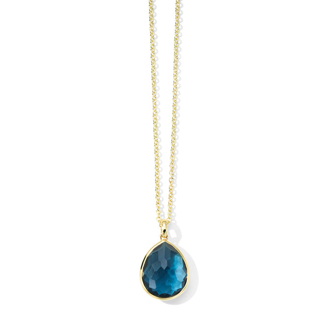 Ippolita Rock Candy London Blue Topaz Medium Teardrop Pendant Necklace in 18K Gold