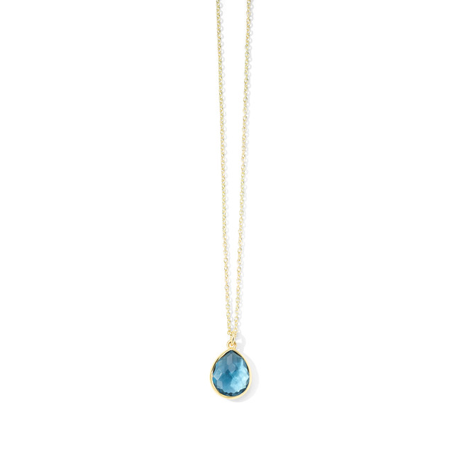 Ippolita Rock Candy London Blue Topaz Mini Teardrop Pendant Necklace in 18K Gold