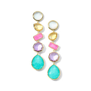 Ippolita Rock Candy Large 5-Stone Linear Post Earrings in 18K Gold Summer Rainbow Dangle/Drop Earrings Bailey's Fine Jewelry
