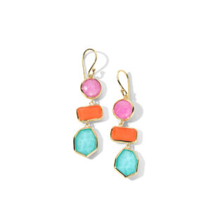 Ippolita Rock Candy Large 3-Stone Drop Earrings in 18K Gold Summer Rainbow Dangle/Drop Earrings Bailey's Fine Jewelry