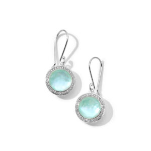 Ippolita Lollipop Rock Crystal, Mother-of-Pearl, and Amazonite Doublet Drop Earrings in Sterling Silver with Diamonds