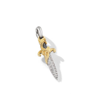 David Yurman Waves Dagger Amulet in Sterling Silver with 18K Yellow Gold with Diamonds, 31mm DY Bailey's Fine Jewelry