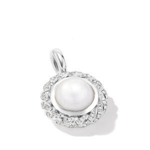 David Yurman Pearl Classics Cable Halo Amulet in Sterling Silver with Diamonds, 18.8mm DY Bailey's Fine Jewelry