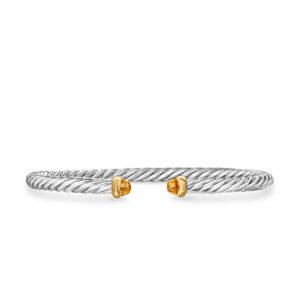 David Yurman Cable Flex Bracelet in Sterling Silver with 14K Yellow Gold and Citrine, 4mm DY Bailey's Fine Jewelry