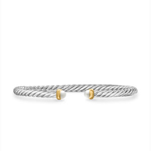 David Yurman Cable Flex Bracelet in Sterling Silver with 14K Yellow Gold and Pearls, 4mm DY Bailey's Fine Jewelry