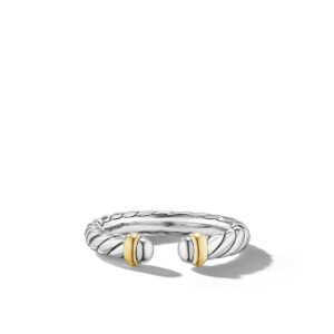 David Yurman Petite Cable Ring in Sterling Silver with 14K Yellow Gold, 3.4mm DY Bailey's Fine Jewelry
