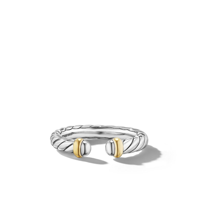 David Yurman Petite Cable Ring in Sterling Silver with 14K Yellow Gold, 3.4mm