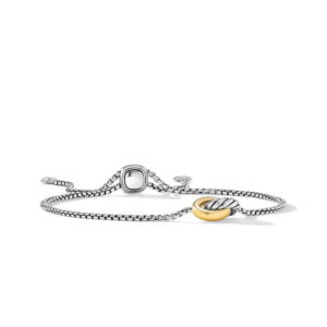 David Yurman Petite Cable Linked Bracelet in Sterling Silver with 14K Yellow Gold, 15mm DY Bailey's Fine Jewelry