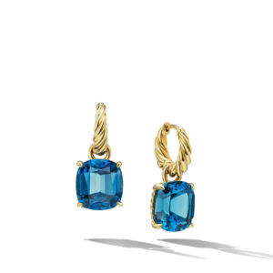 David Yurman Marbella™ Drop Earrings in 18K Yellow Gold with Hampton Blue Topaz, 25mm DY Bailey's Fine Jewelry