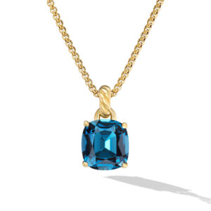 David Yurman Marbella™ Pendant in 18K Yellow Gold with Hampton Blue Topaz, 12mm DY Bailey's Fine Jewelry