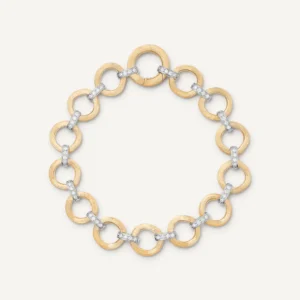 Marco Bicego Jaipur Gold 18K Yellow Gold Flat Link Bracelet With Diamonds Bracelets Bailey's Fine Jewelry