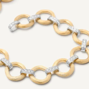 Marco Bicego Jaipur Gold 18K Yellow Gold Flat Link Bracelet With Diamonds