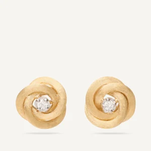 Marco Bicego Jaipur Gold 18K Yellow Gold Floral Diamond Stud Earrings