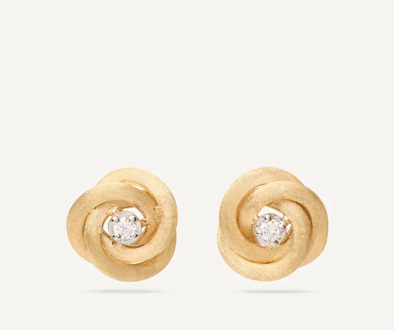 Marco Bicego Jaipur Gold 18K Yellow Gold Floral Diamond Stud Earrings