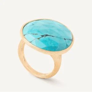 Marco Bicego Lunaria 18K Yellow Cocktail Ring with Turquoise Fashion Rings Bailey's Fine Jewelry