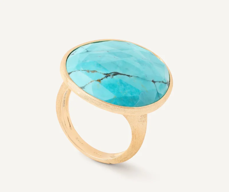 Marco Bicego Lunaria 18K Yellow Cocktail Ring with Turquoise