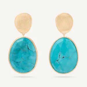 Marco Bicego Lunaria 18K Yellow Gold Double Drop Turquoise Earrings Dangle/Drop Earrings Bailey's Fine Jewelry