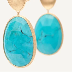 Marco Bicego Lunaria 18K Yellow Gold Double Drop Turquoise Earrings