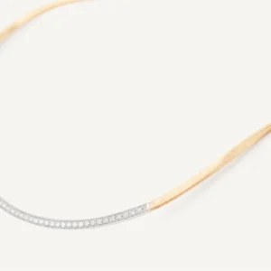 Marco Bicego Marrakech 18K Yellow Gold Coil Necklace With Diamond Bar